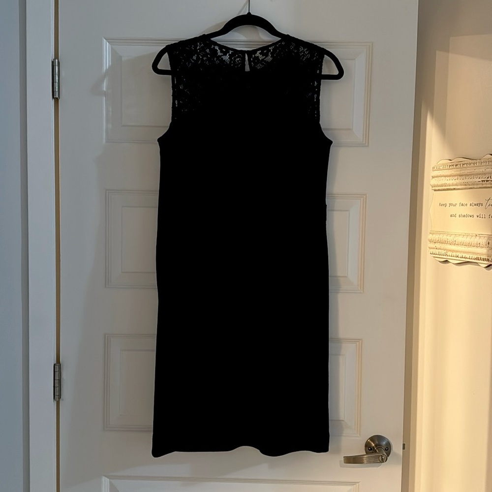 Tory Burch Dress Black Wool with Silk Lace Trim Dress Size M NWT